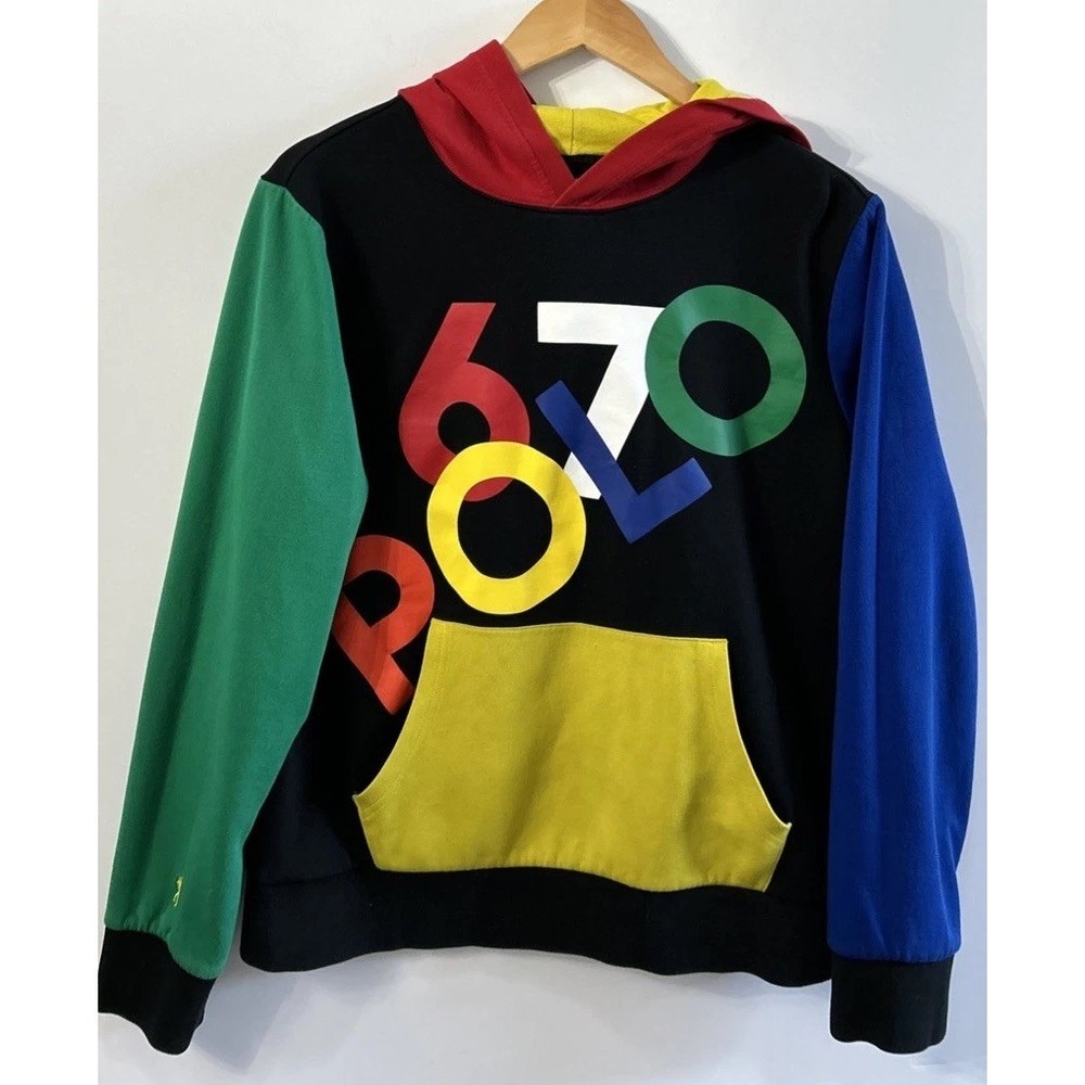 Polo Ralph Lauren Hoodie T-Shirt Boys XL 18-20 PLR67 Graphic Colorblock